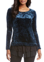 Nwt Karen Kane Blue Velvet Lace Tunic Blouse Size M $128 - £56.63 GBP