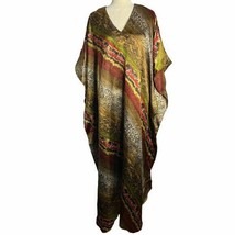 Vintage Animal Print Kaftan Coverup Dress One Size Maxi Muumuu Leopard S... - £55.68 GBP