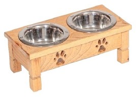 Small TABLE TOP DOG FEEDER Handmade Dogs Puppy Food Stand 2QT Bowls Unfi... - $1,341.52 MXN