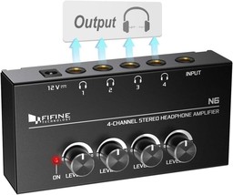 Fifine 4 Channels Metal Stereo Audio Amplifier Headphone Amplifier, Mini... - £32.20 GBP