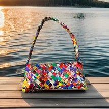Y2K Vintage Retro Candy Wrapper Purse Clutch Bag Unique Multi-Color Boho... - $14.85