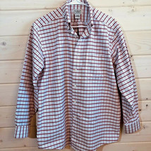 LL Bean Long Sleeve Red White Print Shirt 100% Cotton Men&#39;s Size Medium ... - £11.26 GBP