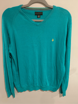 VOLCOM Sweater Top-Blue Asymmetrical Stitching Large Cotton/Acrylic Long... - £11.83 GBP