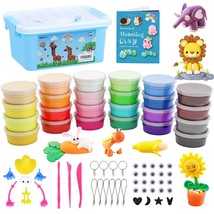 Air Dry Clay For Kids, 24 Colors Modeling Clay Kit With Accessories In Container - £20.33 GBP