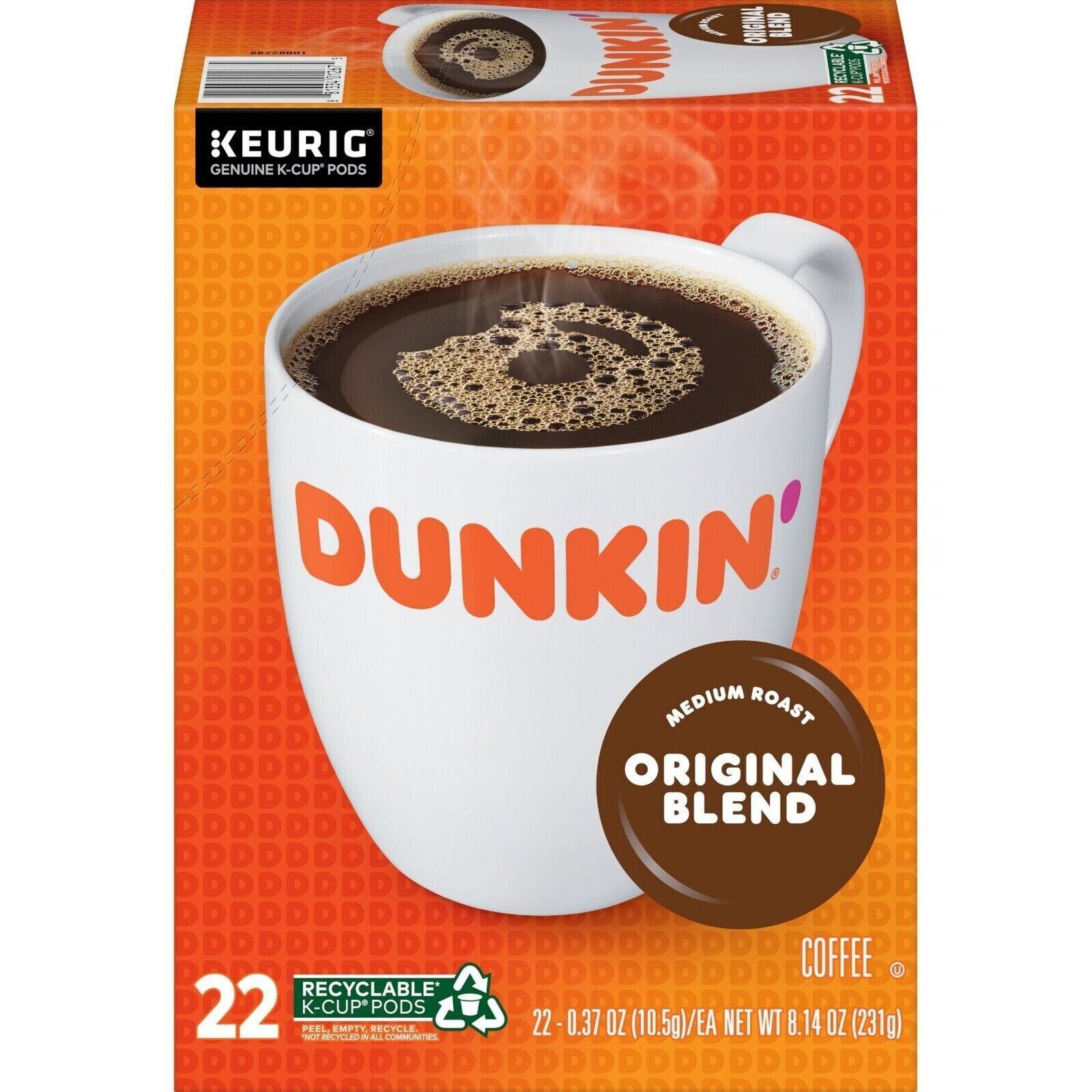 Dunkin' Original Blend K-Cup Pods, - medium roast - 22-Count - brand new - $14.99
