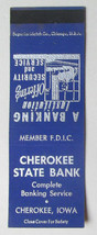 Cherokee State Bank - Cherokee, Iowa 20 Strike Matchbook Cover Matchcover IA - £1.58 GBP