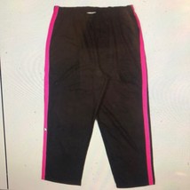 NEW Woman Within SZ LARGE Black w/ Pink Stripe Elastic Waist Soft Lounge Pants - £11.84 GBP