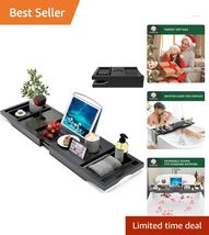 Adjustable Bamboo Bathtub Organizer with Wine Holder for Relaxing Bath T... - $64.30