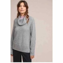 Anthropologie Moth Fireside Grey Ribbed Turtleneck Sweater Size Small - £24.03 GBP