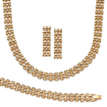 PalmBeach Jewelry Panther-Link Goldtone Necklace, Bracelet and Earrings Set - £18.00 GBP