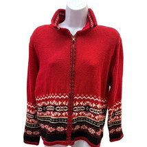 Shaver Lake women M Red Alpine Winter Full-Zip Cardigan Sweater - $349.48 MXN