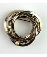 Vintage Gold Tone  Intertwined Circles Design With White Faux Pearl Pin ... - $6.83 CAD