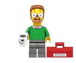 NWTOYS Flanders with Mug The Simpsons Cartoon Custom Minifigure From US - $6.00