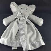 Bearington Baby Gray Elephant Security Blanket Lovey Chevron Bow 15&quot; - £12.65 GBP