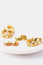 Stainless Steel 18K Gold Plated Ring Shape C-Hoop Earrings - $15.74