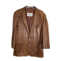 Wilsons Leather Mens Jacket Size 48 Brown Long Sleeve Pocket Lined Korea Soft  - £36.59 GBP