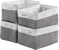 Tcafmac Storage Basket For Organizing - Large 4 Pack 15.8X11.8X8.2, White&amp;Grey - £30.61 GBP