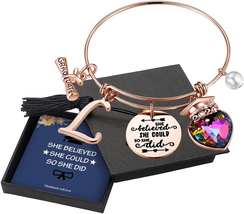 2024 Graduation Gifts Charm Bracelets, 26 Initial Engraved Inspirational... - £27.69 GBP