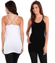 M-Rena Multi Criss Cross Back Strap Seamless Rayon Bodycon Cami Tank Top - $22.00