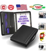 Elegant Leather Zipper Portfolio &amp; Removable 1&quot; Binder – Ideal for Profe... - $996.82 MXN