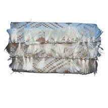 CREAM TAN AZTEC BOHO TASSELED CLUTCH PURSE HANDBAG  WOVEN WOMEN FOLD OVE... - $13.63