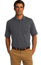 Unbranded 50/50  Cotton Blend Jersey Knit S/S  Pocket Polo Shirt 2XL Cha... - $10.89