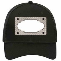 Tan White Quatrefoil Center Scallop Novelty Black Mesh License Plate Hat - £23.16 GBP