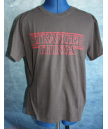 Netflix Logo Men&#39;s Stranger Things Black Short Sleeve T-Shirt ~L~ - £7.80 GBP