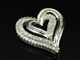 0.25Ct Round Cut D/VVS1 Diamond Heart Love Charm Pendant 14K White Gold Finish  - £73.02 GBP