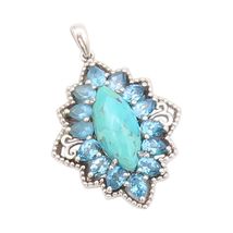 An item in the Jewelry & Watches category: 925 Sterling Silver Vintage Pendant Turquoise Drop Cut Blue Topaz  PT24057