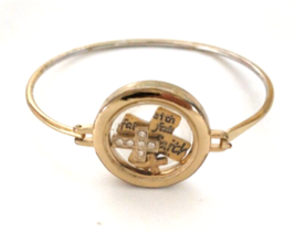 Vintage Fashion/costume  Faith Bracelet Charms inside Glass Gold Tone Metal - £3.39 GBP