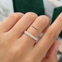 Unique Moissanite wedding band women Oval cut Half eternity band Rose Gold Band - £87.00 GBP