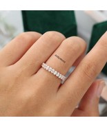 Unique Moissanite wedding band women Oval cut Half eternity band Rose Go... - $150.44 CAD