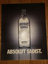 Absolut Sadist Original Magazine Ad - $4.49