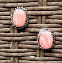 Vtg Taxco TI-83 Sterling Silver Mexico 925 Pink Gem Stone Earrings - £58.41 GBP