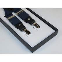 ELEGANT Suspenders Clip on and Button Option for Slacks or Suit Pants Navy Blue image 4