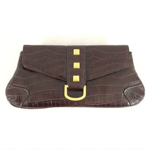 New York &amp; Company Clutch Handbag Faux Crocodile Brown - £7.65 GBP