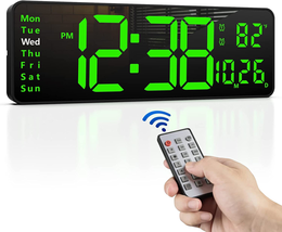 16&quot; Large Digital Wall Clock with Remote, Large Display Digital Clock Wi - £74.98 GBP