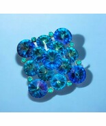 Stunning Weiss Blue &amp; Aqua Rivoli Rhinestone Brooch circa 1960s - $2,504.52 MXN