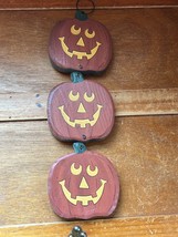 Three Paint Wood Wooden Halloween Jack O Lantern Pumpkins Holiday Wall Decoratio - £9.05 GBP