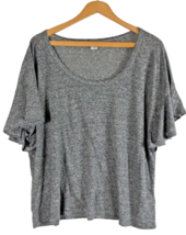 Old Navy Linen Blend Top Large Gray Ruffle Flutter Short Sleeve Womens Knit - £21.92 GBP