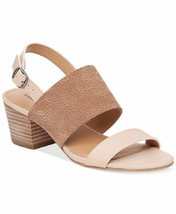 NEW LUCKY BRAND BEIGE BROWN LEATHER LOW HEELS SANDALS SIZE 8.5 M $89 - $54.40