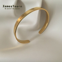 European and American Simple Smooth Gold Color Stainless steel Cuff Bracelets Fo - £9.74 GBP