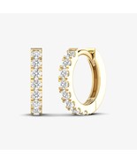 18K Diamond Hinged Hoop, Oval Huggie Hoop, Natural Diamond Hoop Earring,... - $831.99