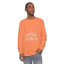 Unisex Explore Mountain Sunrise Sunset Garment-Dyed Long Sleeve T-Shirt - £25.42 GBP+