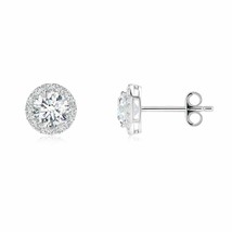 Authenticity Guarantee 
ANGARA Lab-Grown Diamond Halo Stud Earrings in 925 Si... - £604.72 GBP