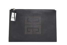 Givenchy New Emblem Large Pouch Wristlet Black Leather Clutch - £612.84 GBP