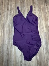 Miraclesuit One Piece Swimsuit Faux Wrap Ruched Side Purple Size 6 or 8? *READ!* - £14.96 GBP