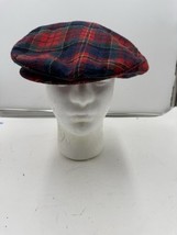 VTG Pendleton Virgin Wool Red Plaid Men’s Newsboy Cabbie Derby Hat Flat ... - $29.69