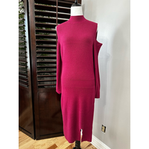 Chelsea28 Womens Sweater Dress Pink Stretch Midi Cold Shoulder Long Slee... - £24.71 GBP